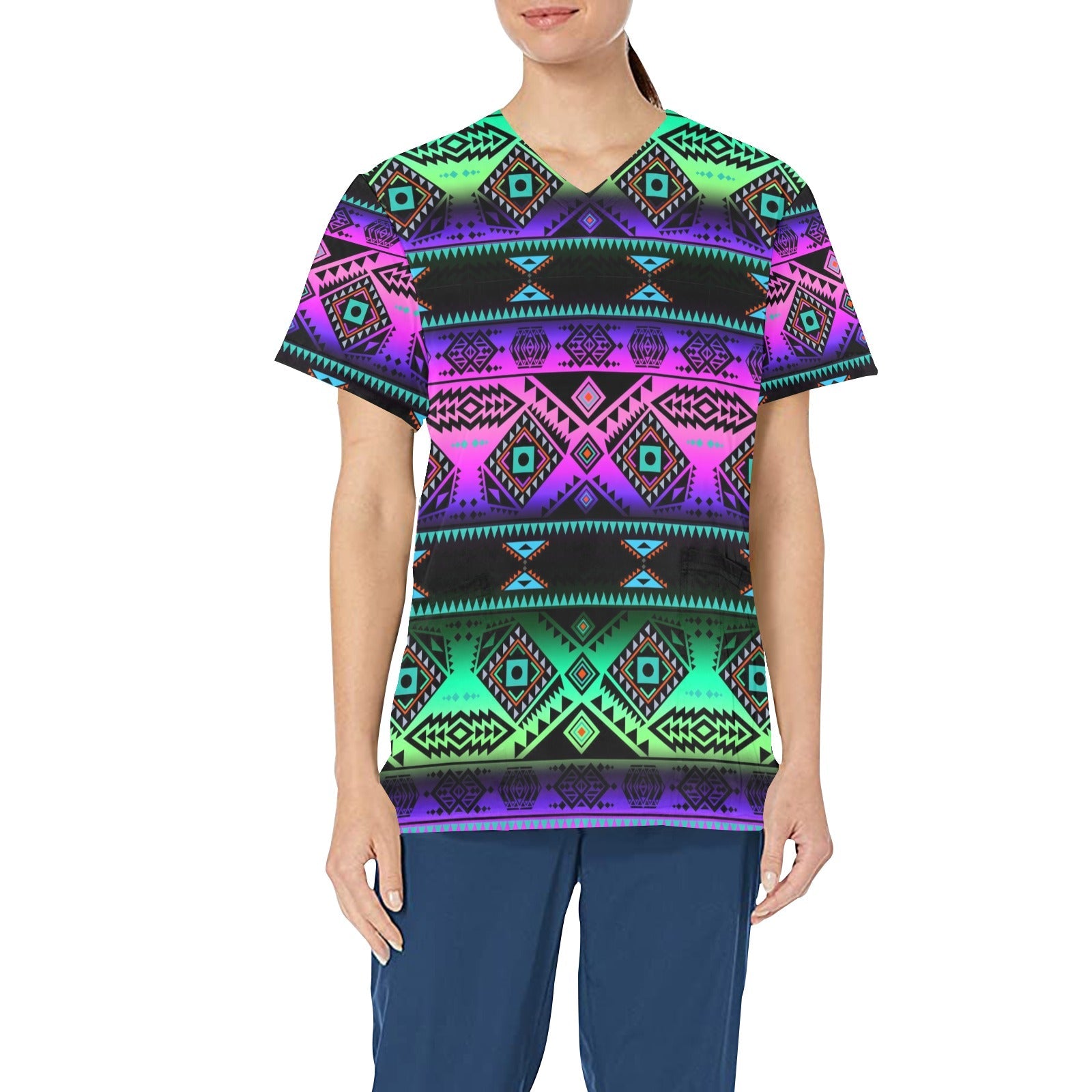 California Coast Sunrise All Over Print Scrub Top Scrub Top e-joyer