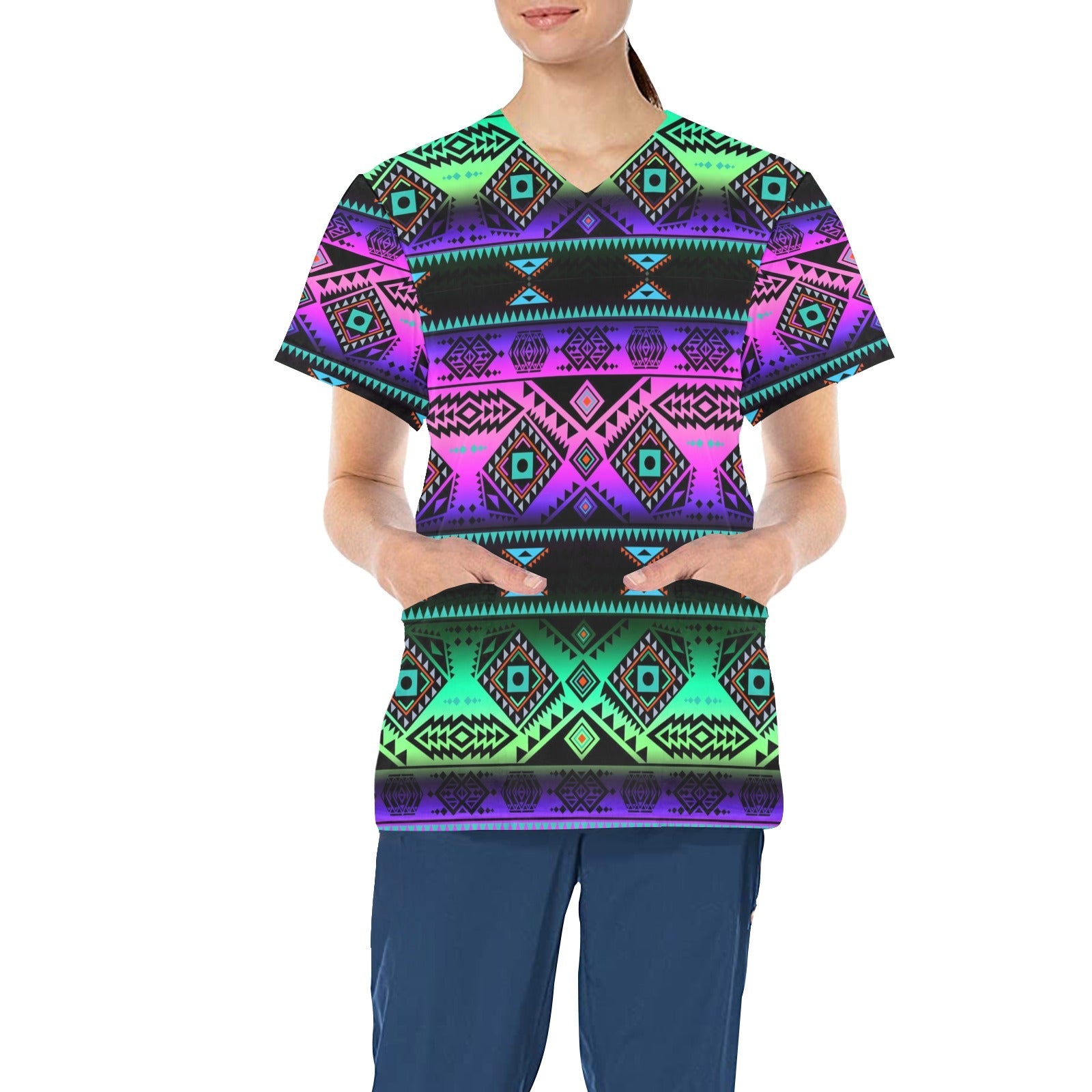 California Coast Sunrise All Over Print Scrub Top Scrub Top e-joyer