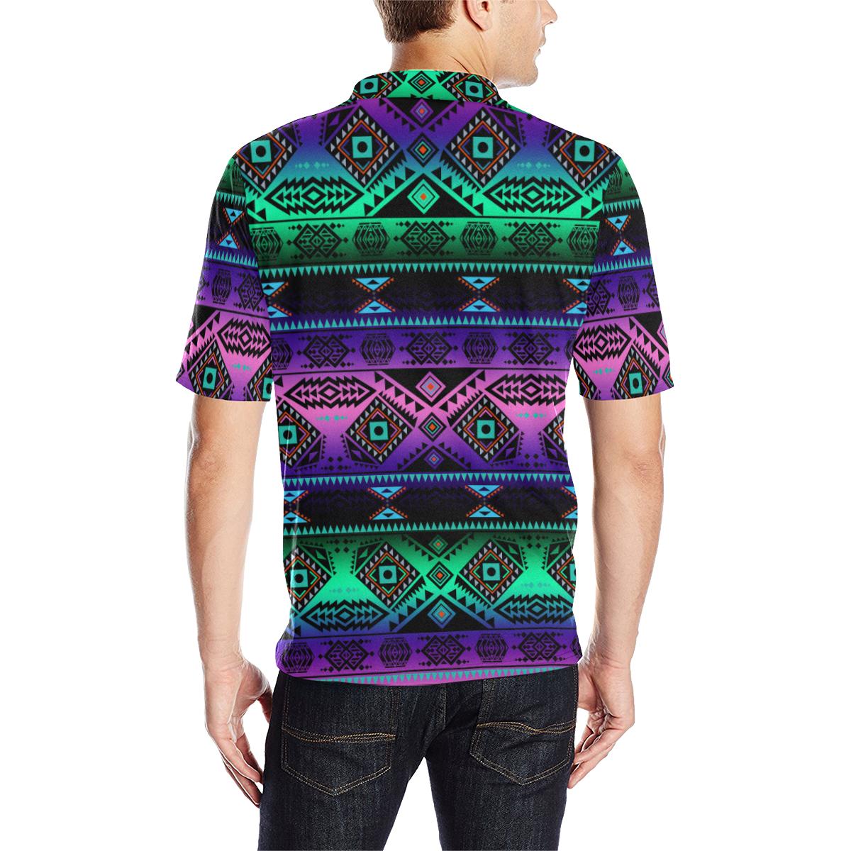 California Coast Sunrise Men's All Over Print Polo Shirt (Model T55) Men's Polo Shirt (Model T55) e-joyer