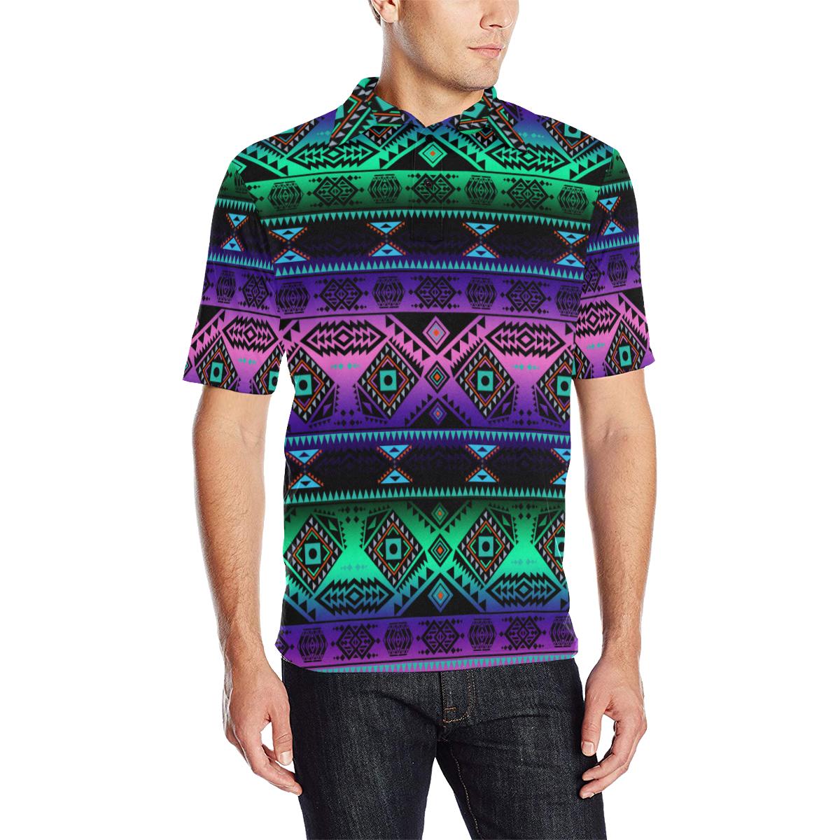 California Coast Sunrise Men's All Over Print Polo Shirt (Model T55) Men's Polo Shirt (Model T55) e-joyer