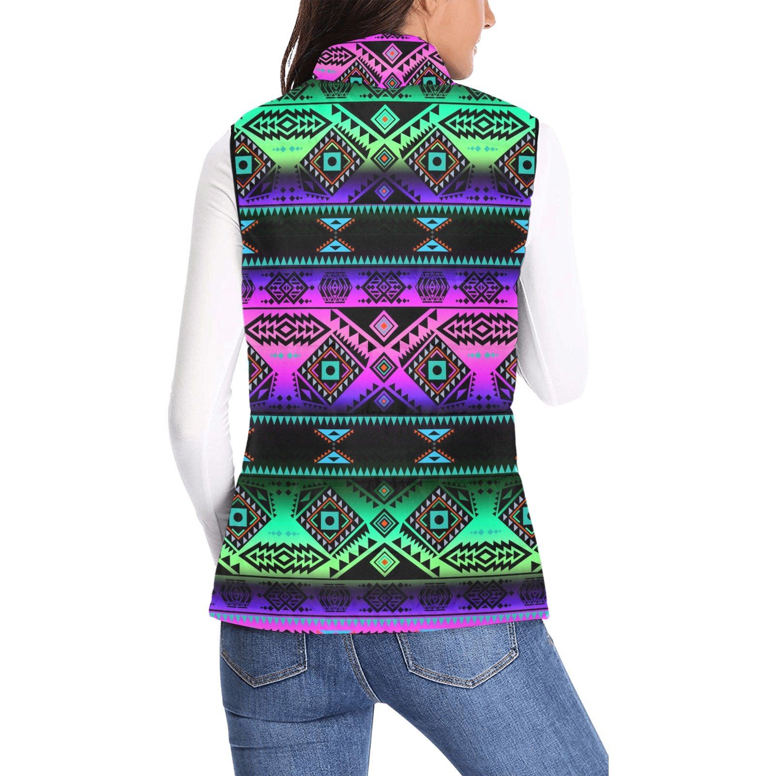 California Coast Sunrise Women's Padded Vest Jacket (Model H44) Women's Padded Vest Jacket (H44) e-joyer