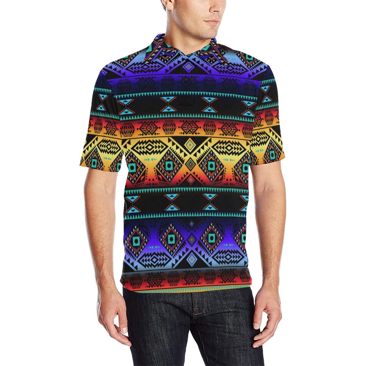 California Coast Sunset Men's All Over Print Polo Shirt (Model T55) Men's Polo Shirt (Model T55) e-joyer