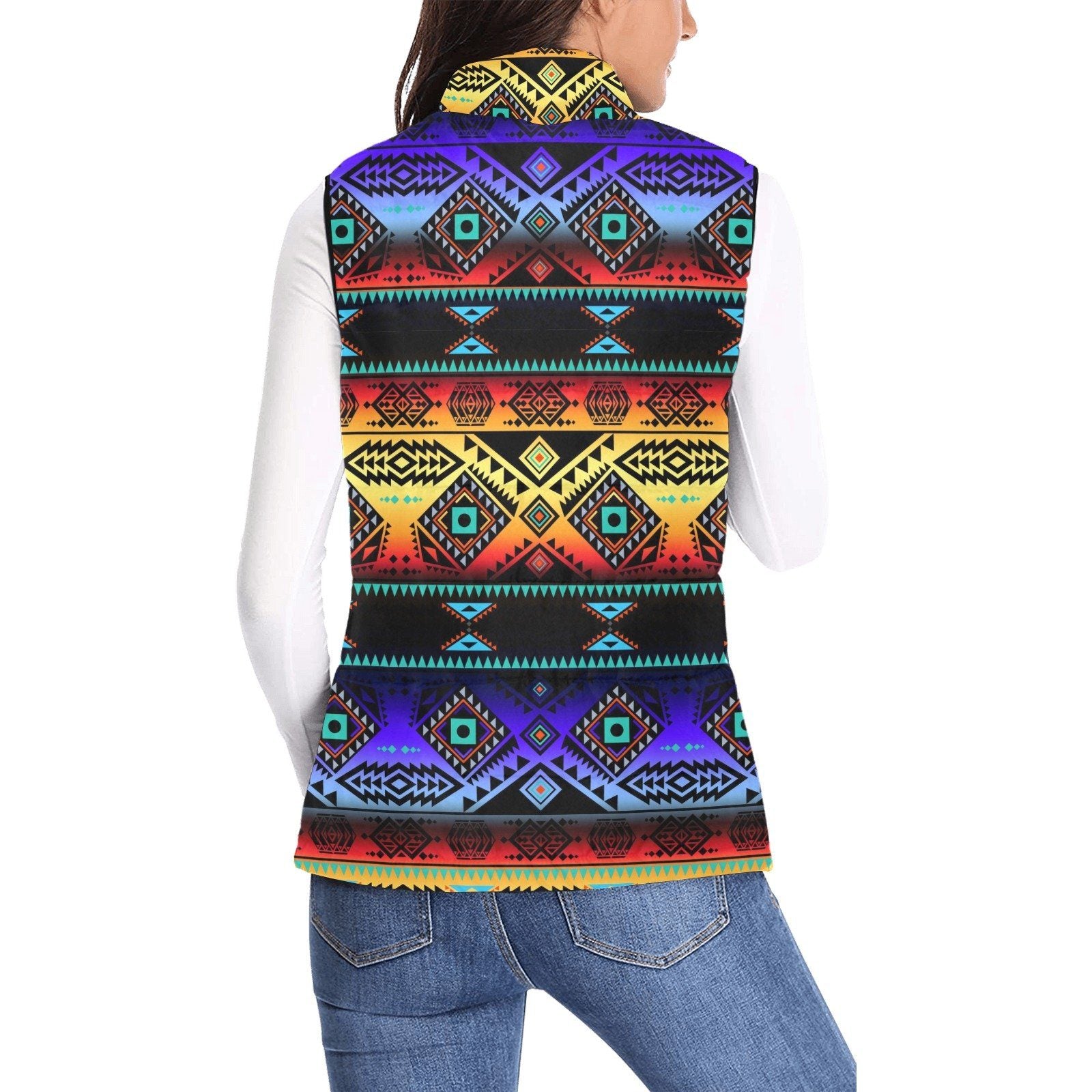 California Coast Sunset Women's Padded Vest Jacket (Model H44) Women's Padded Vest Jacket (H44) e-joyer