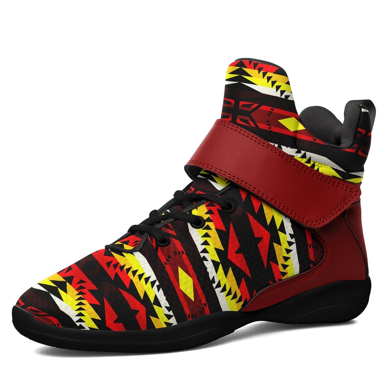 Canyon War Party Kid's Ipottaa Basketball / Sport High Top Shoes 49 Dzine US Child 12.5 / EUR 30 Black Sole with Dark Red Strap