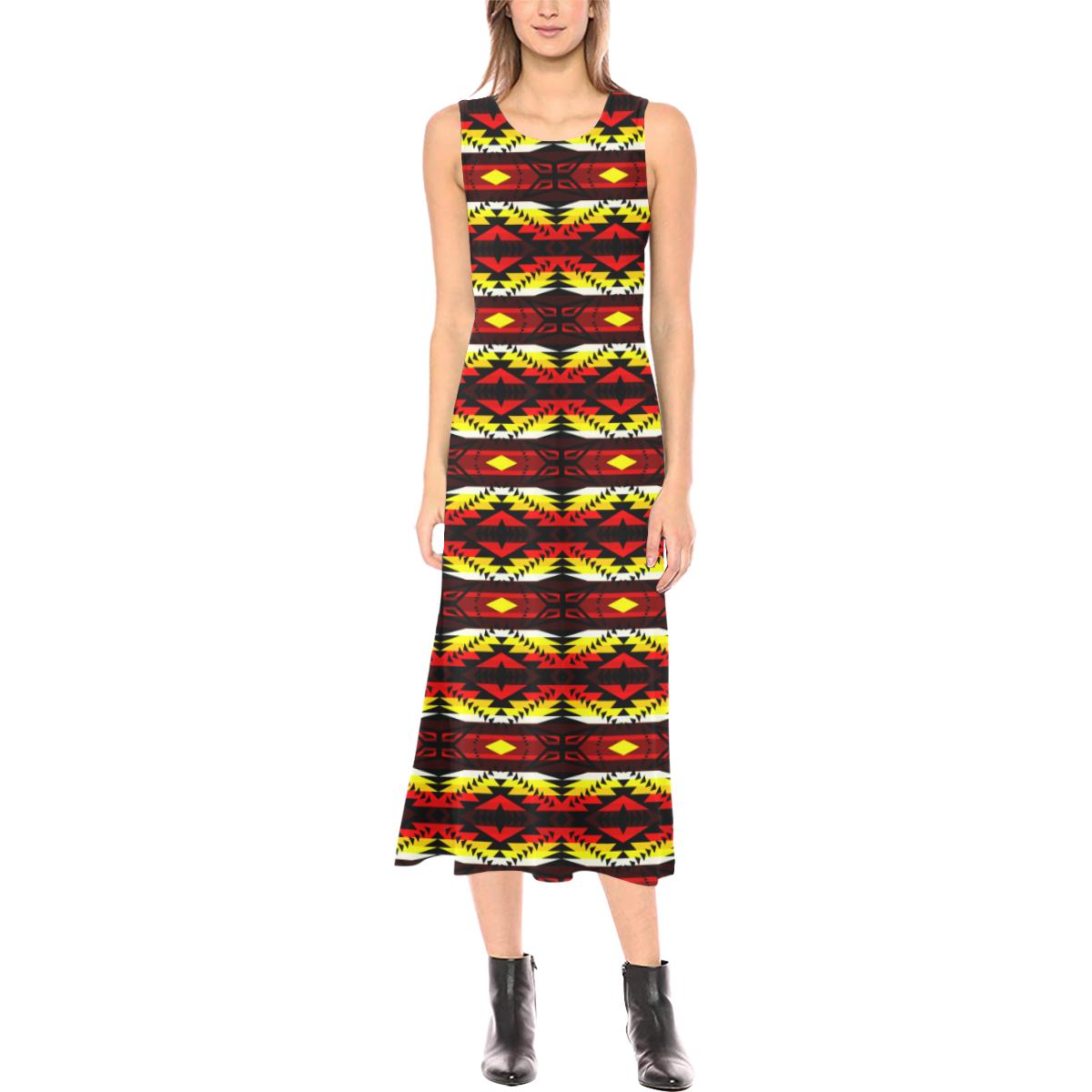 Canyon War Party Phaedra Sleeveless Open Fork Long Dress (Model D08) Phaedra Sleeveless Open Fork Long Dress (D08) e-joyer