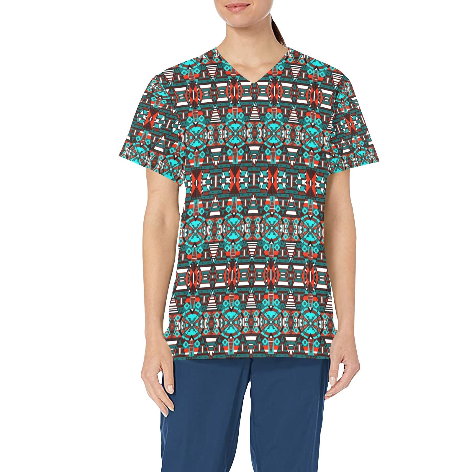 Captive Winter All Over Print Scrub Top Scrub Top e-joyer