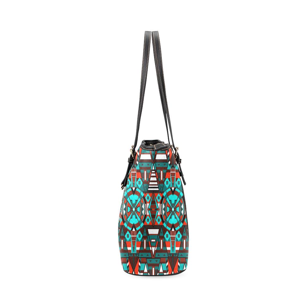 Captive Winter Leather Tote Bag/Large (Model 1640) Leather Tote Bag (1640) e-joyer