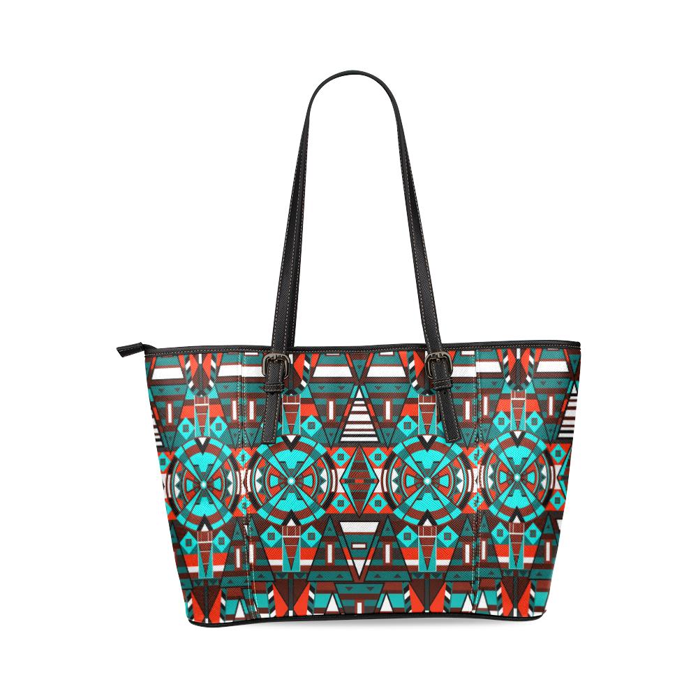 Captive Winter Leather Tote Bag/Large (Model 1640) Leather Tote Bag (1640) e-joyer
