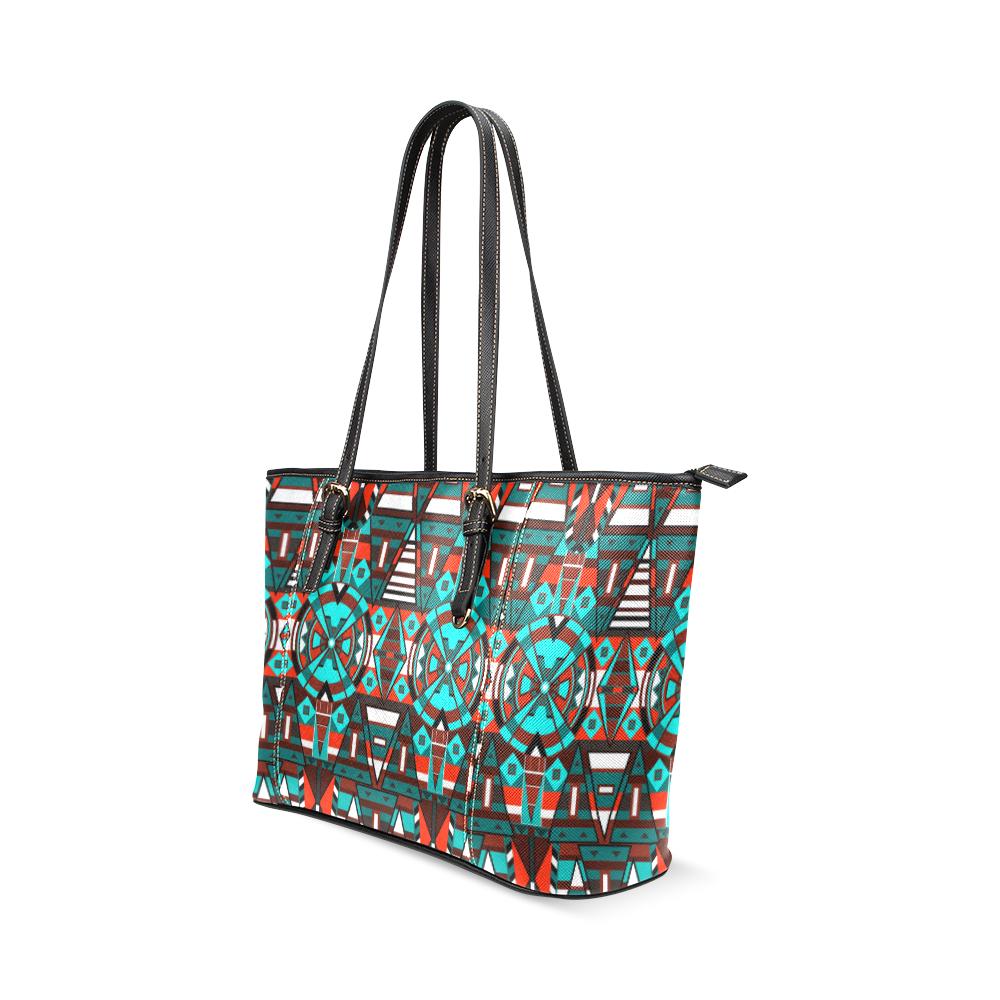 Captive Winter Leather Tote Bag/Large (Model 1640) Leather Tote Bag (1640) e-joyer