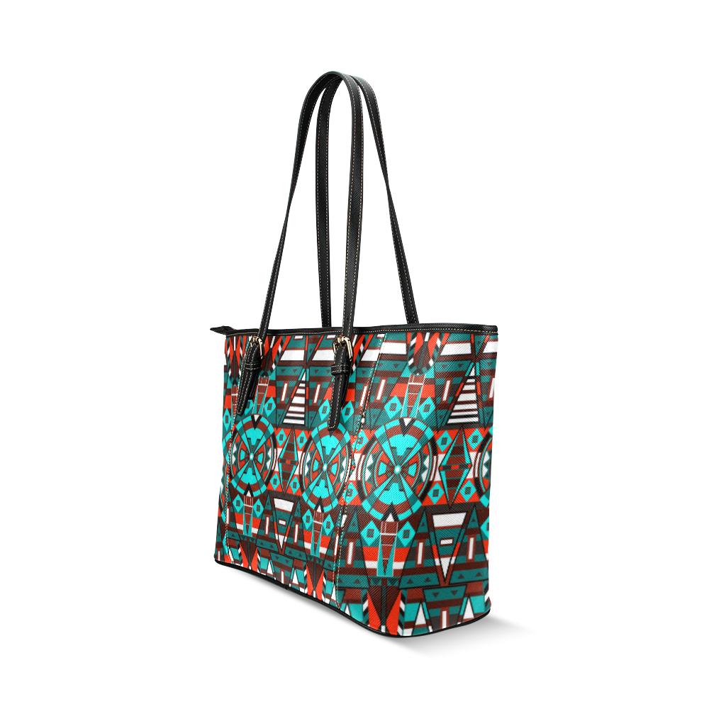 Captive Winter Leather Tote Bag/Large (Model 1640) Leather Tote Bag (1640) e-joyer