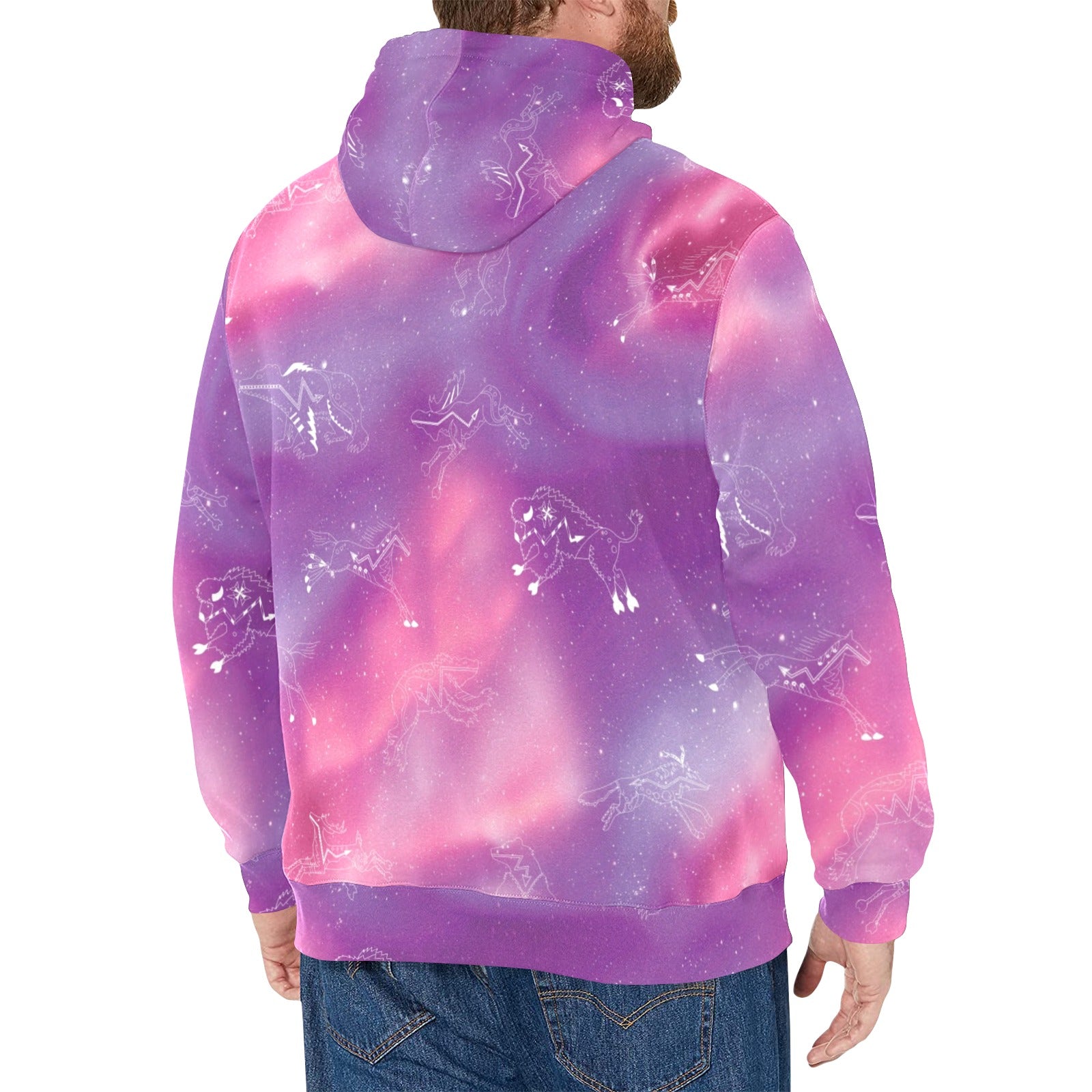 Animal Ancestors 7 Aurora Gases Pink and Purple Men's Long Sleeve Fleece Hoodie