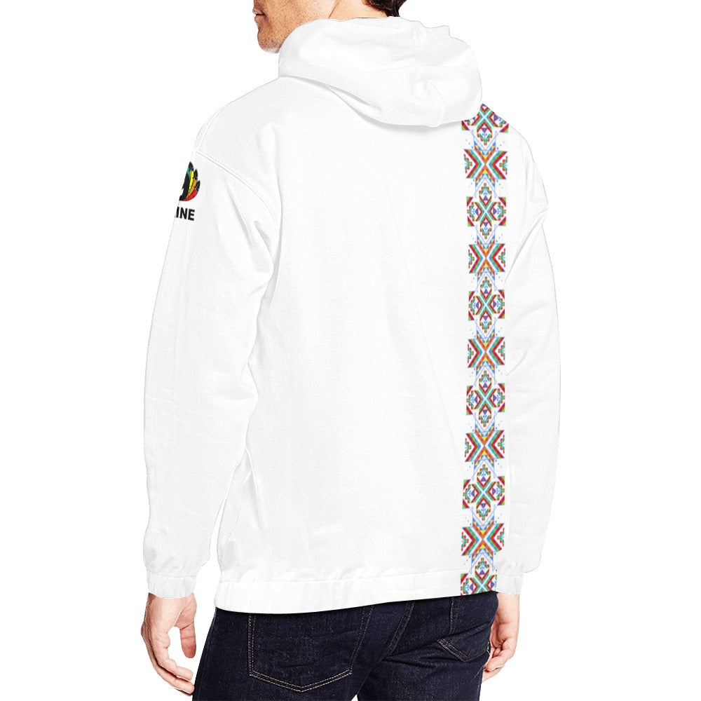 White Blanket Strip on White Hoodie for Men (USA Size)