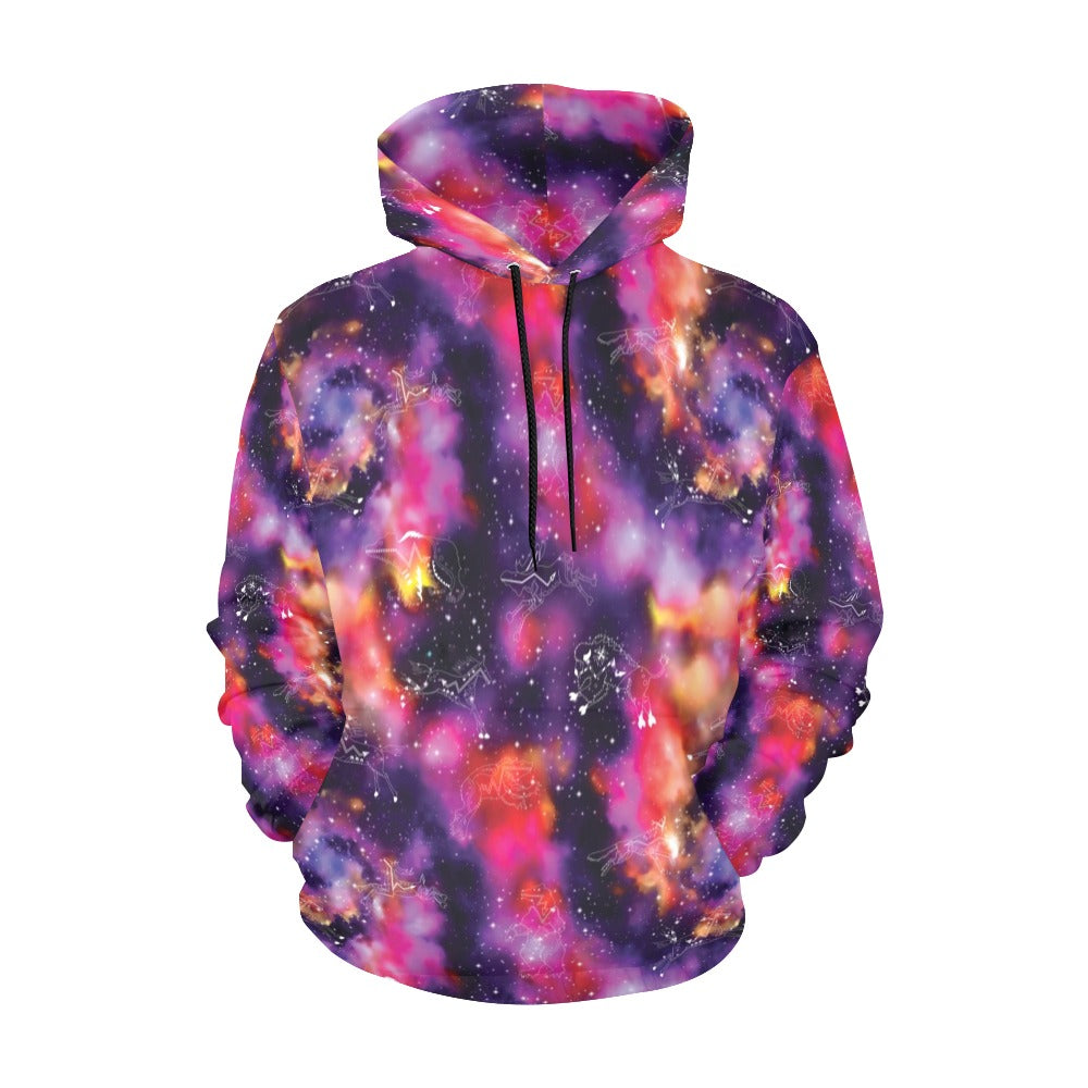 Animal Ancestors 9 Cosmic Swirl Purple and Red Hoodie for Women (USA Size)