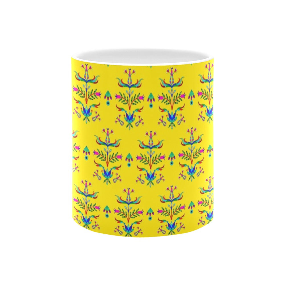 Dakota Damask Yellow White Mug(11OZ)