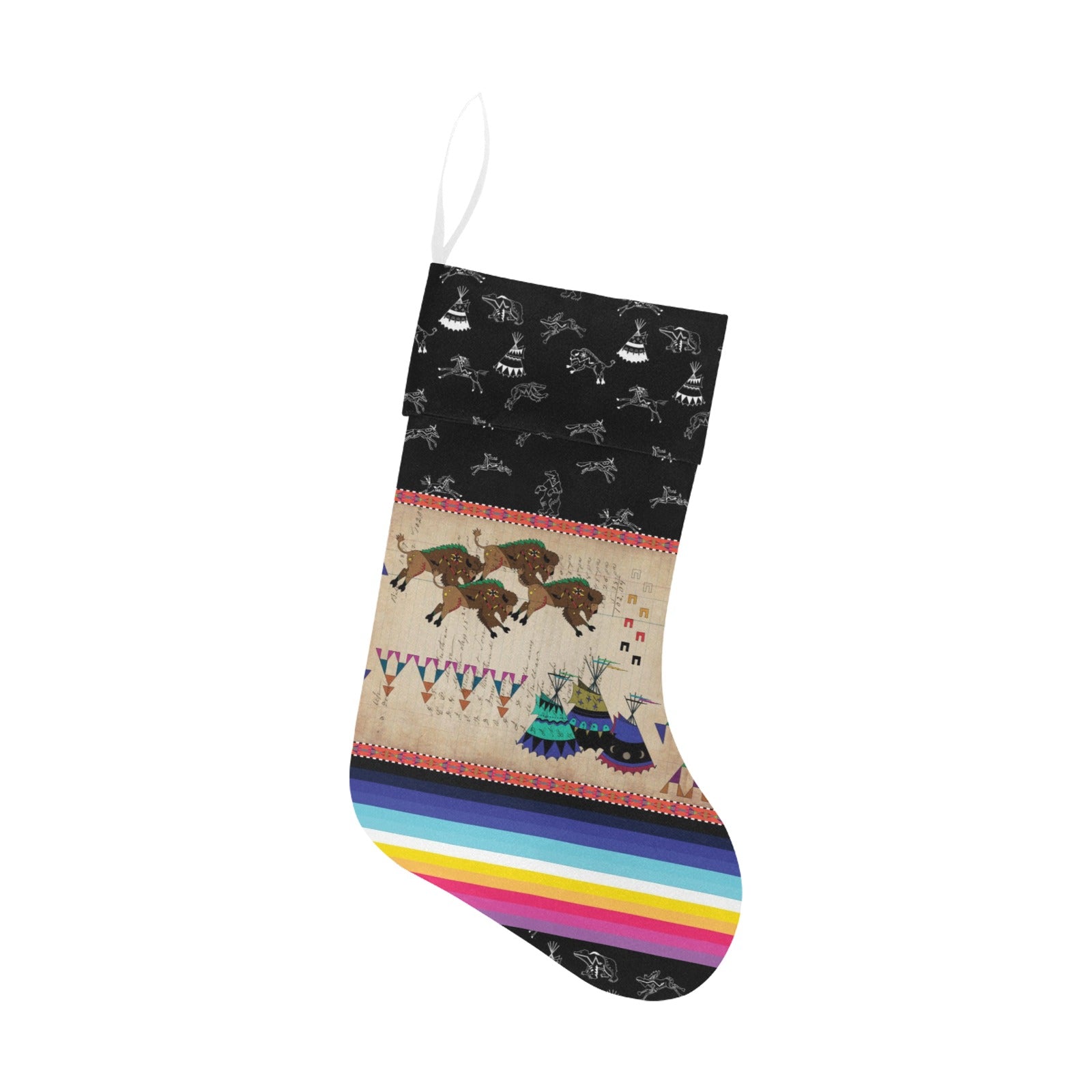 Buffalos Running Black Sky Christmas Stocking