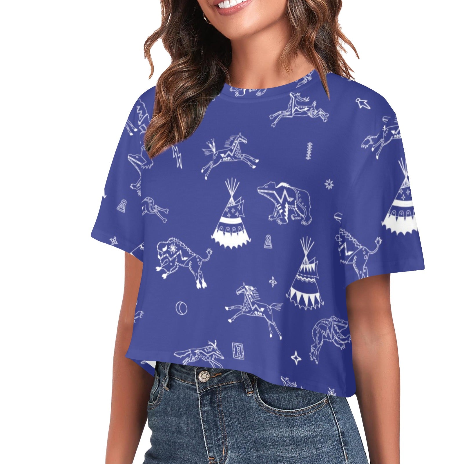 Ledger Dables Blue Women's Cropped T-shirt