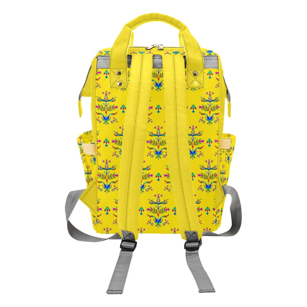 Dakota Damask Yellow Multi-Function Diaper Backpack/Diaper Bag