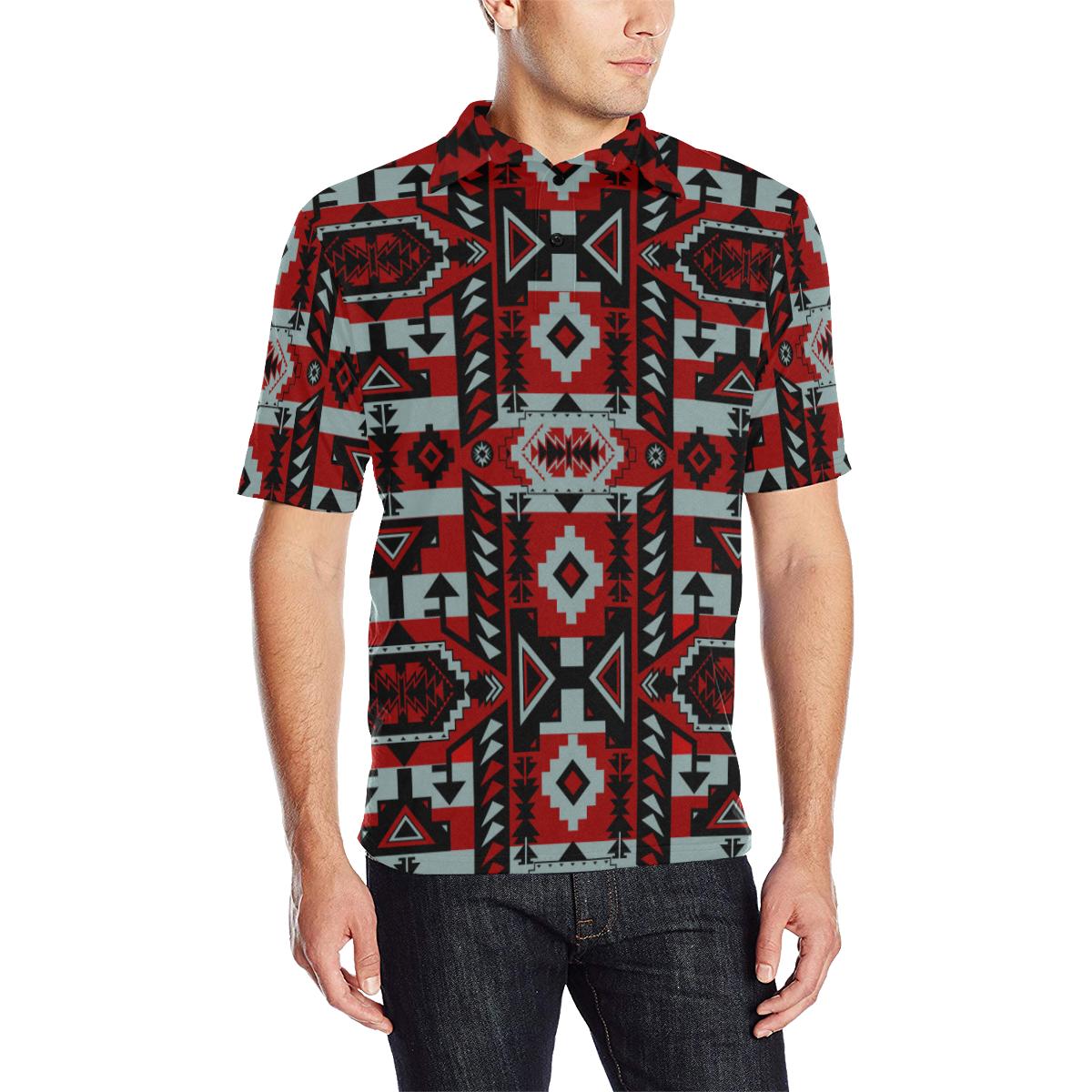 Chiefs Mountain Candy Sierra-Dark Men's All Over Print Polo Shirt (Model T55) Men's Polo Shirt (Model T55) e-joyer