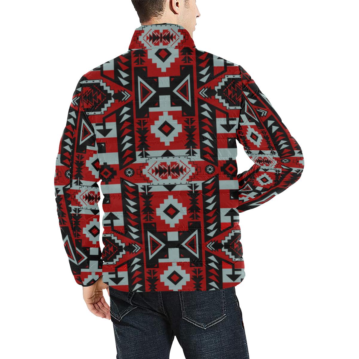 Chiefs Mountain Candy Sierra-Dark Men's Stand Collar Padded Jacket (Model H41) Men's Stand Collar Padded Jacket (H41) e-joyer