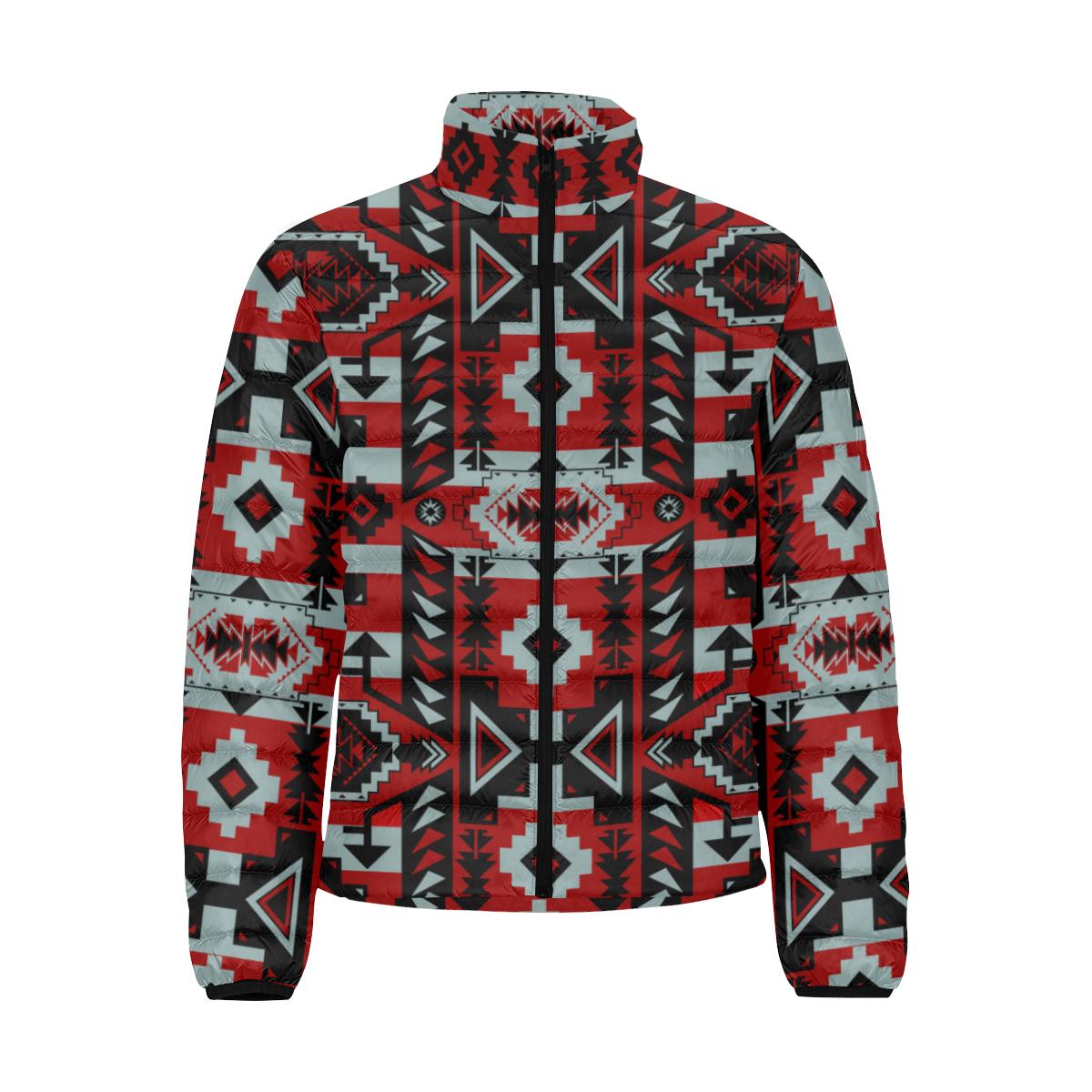 Chiefs Mountain Candy Sierra-Dark Men's Stand Collar Padded Jacket (Model H41) Men's Stand Collar Padded Jacket (H41) e-joyer