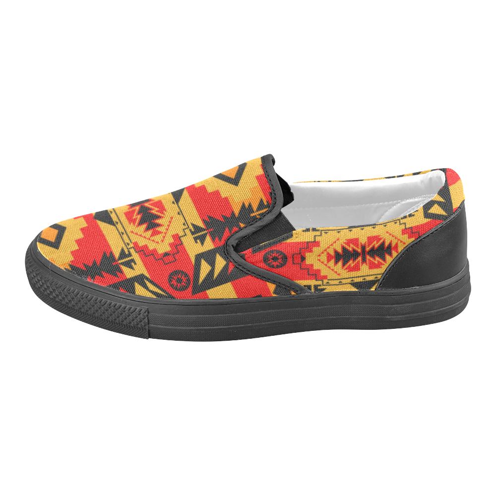 Chiefs Mountain Fire Men's Unusual Slip-on Canvas Shoes (Model 019) Men's Unusual Slip-on Canvas Shoes (019) e-joyer