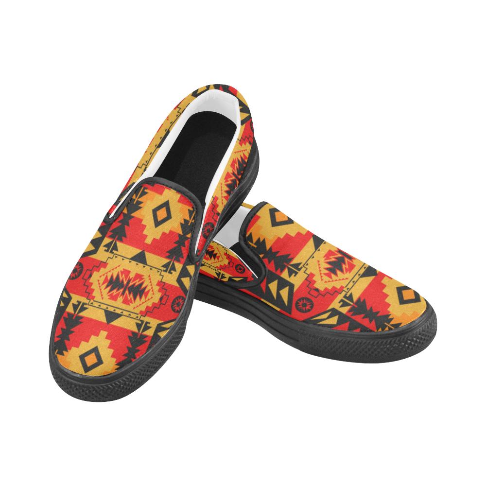 Chiefs Mountain Fire Men's Unusual Slip-on Canvas Shoes (Model 019) Men's Unusual Slip-on Canvas Shoes (019) e-joyer