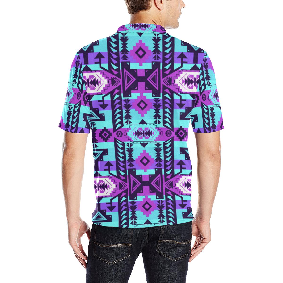 Chiefs Mountain Moon Shadow Men's All Over Print Polo Shirt (Model T55) Men's Polo Shirt (Model T55) e-joyer