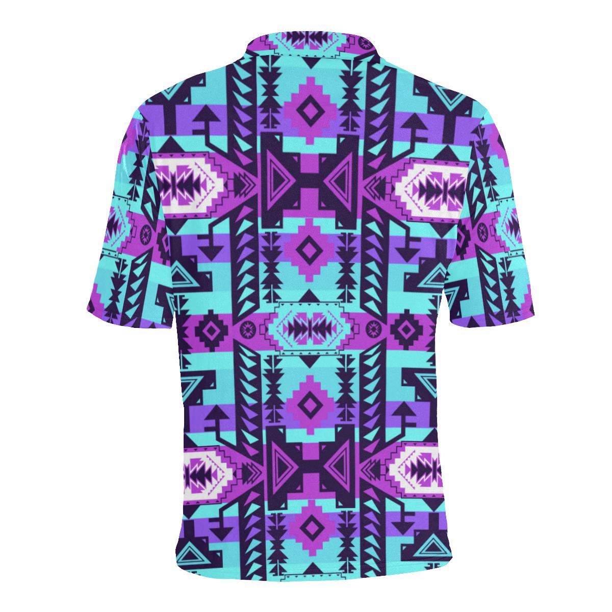 Chiefs Mountain Moon Shadow Men's All Over Print Polo Shirt (Model T55) Men's Polo Shirt (Model T55) e-joyer