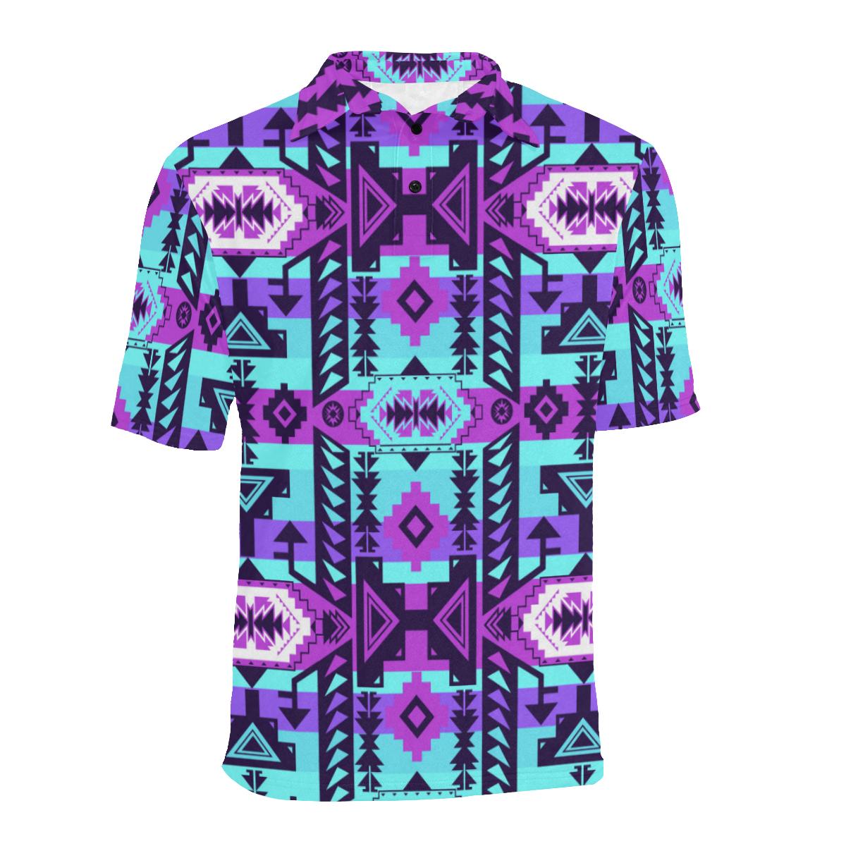 Chiefs Mountain Moon Shadow Men's All Over Print Polo Shirt (Model T55) Men's Polo Shirt (Model T55) e-joyer