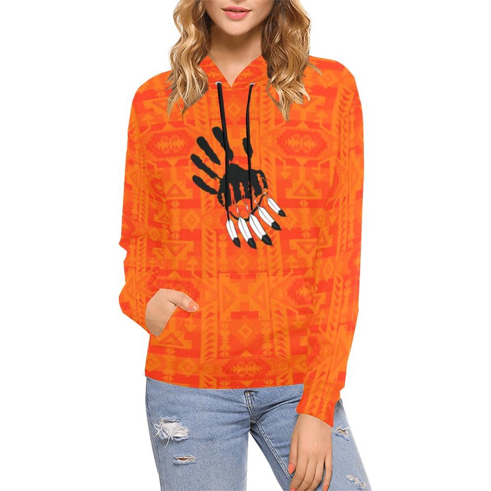 Chiefs Mountain Orange A feather for each All Over Print Hoodie for Women (USA Size) (Model H13) All Over Print Hoodie for Women (H13) e-joyer