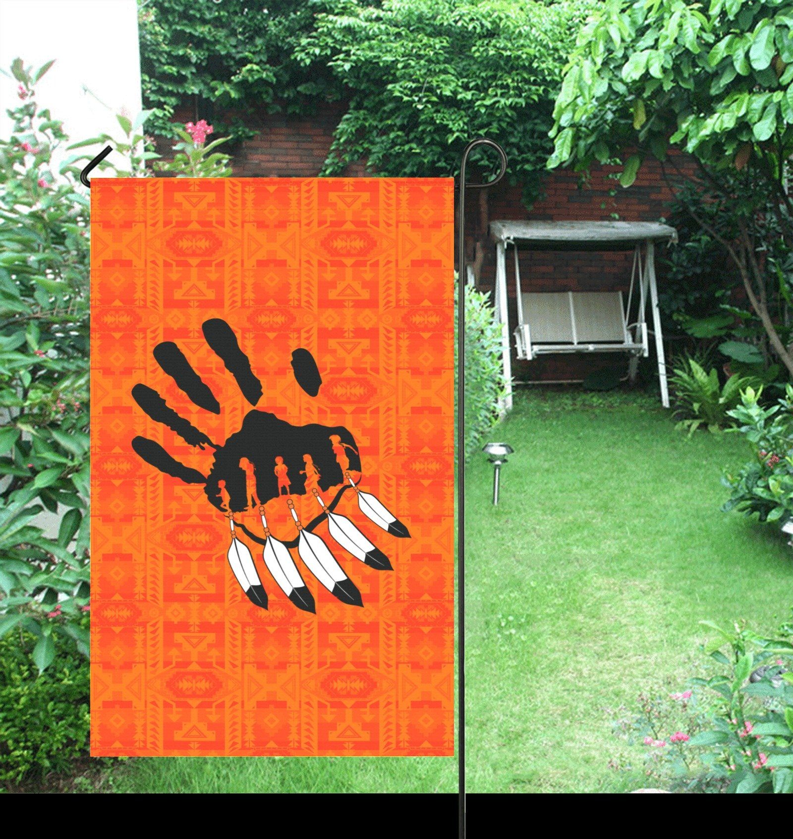 Chiefs Mountain Orange - A feather for Each Garden Flag 36''x60'' (Two Sides Printing) Garden Flag 36‘’x60‘’ (Two Sides) e-joyer