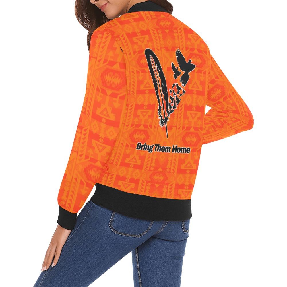 Chiefs Mountain Orange Bring Them Home All Over Print Bomber Jacket for Women (Model H19) All Over Print Bomber Jacket for Women (H19) e-joyer