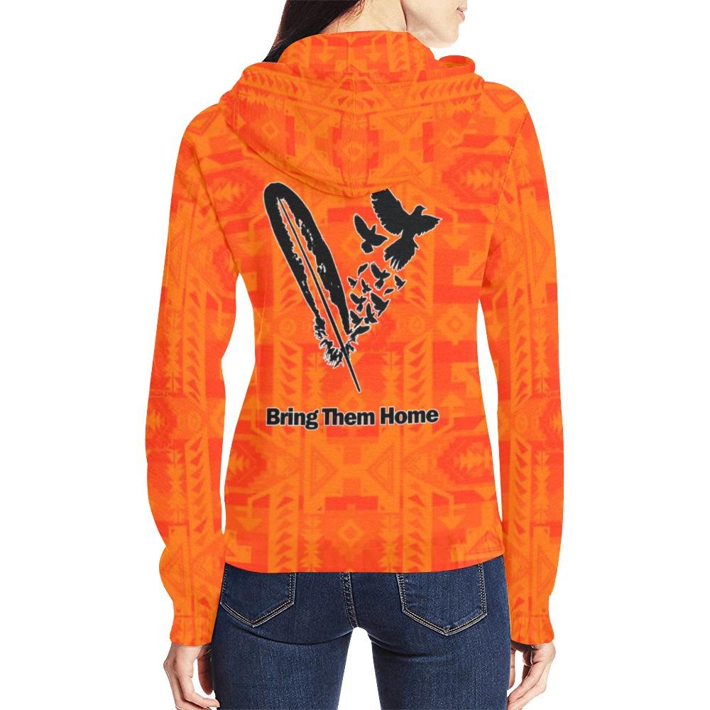 Chiefs Mountain Orange Bring Them Home All Over Print Full Zip Hoodie for Women (Model H14) All Over Print Full Zip Hoodie for Women (H14) e-joyer