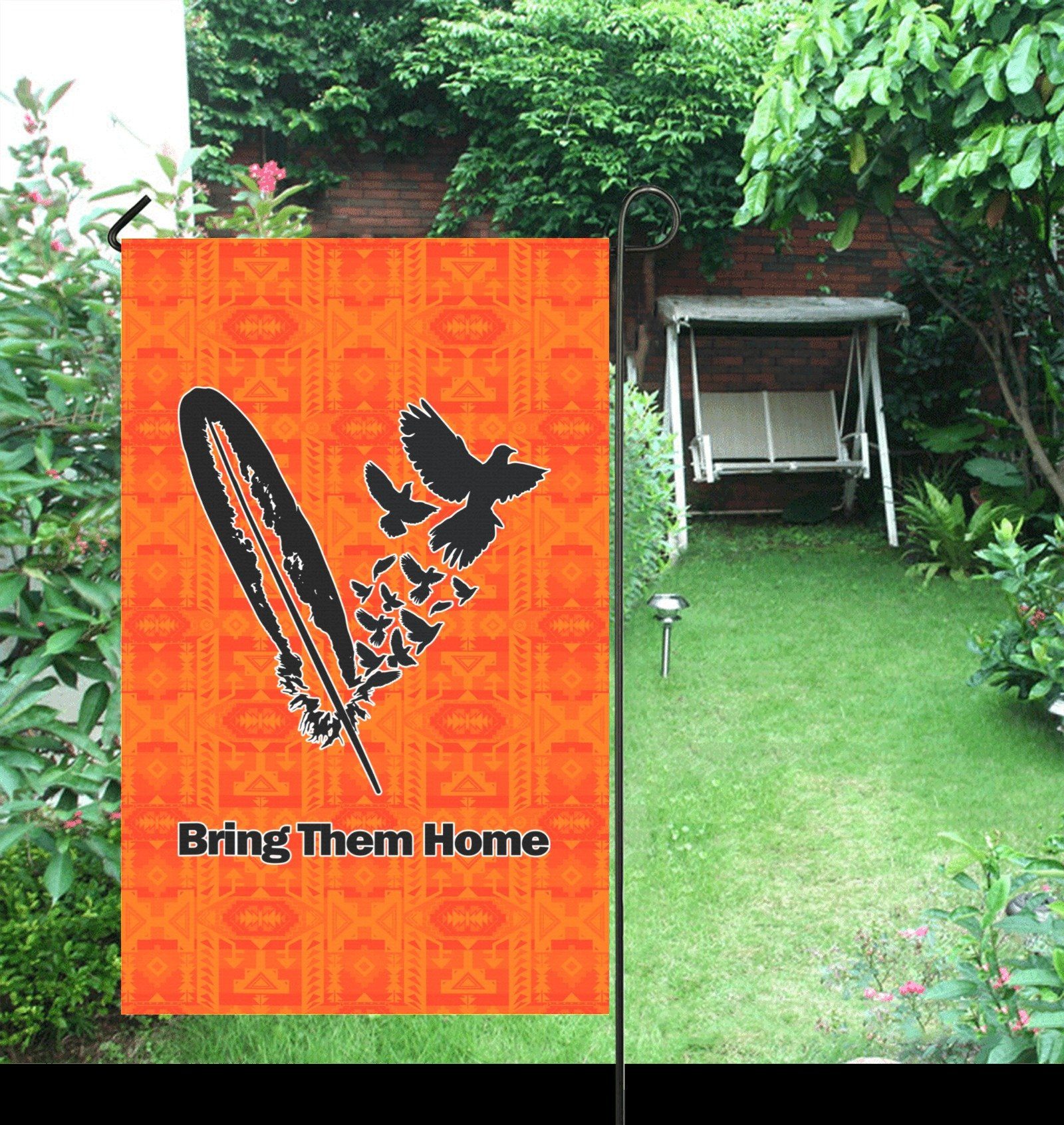 Chiefs Mountain Orange - Bring Them Home Feather with Doves Garden Flag 36''x60'' (Two Sides Printing) Garden Flag 36‘’x60‘’ (Two Sides) e-joyer