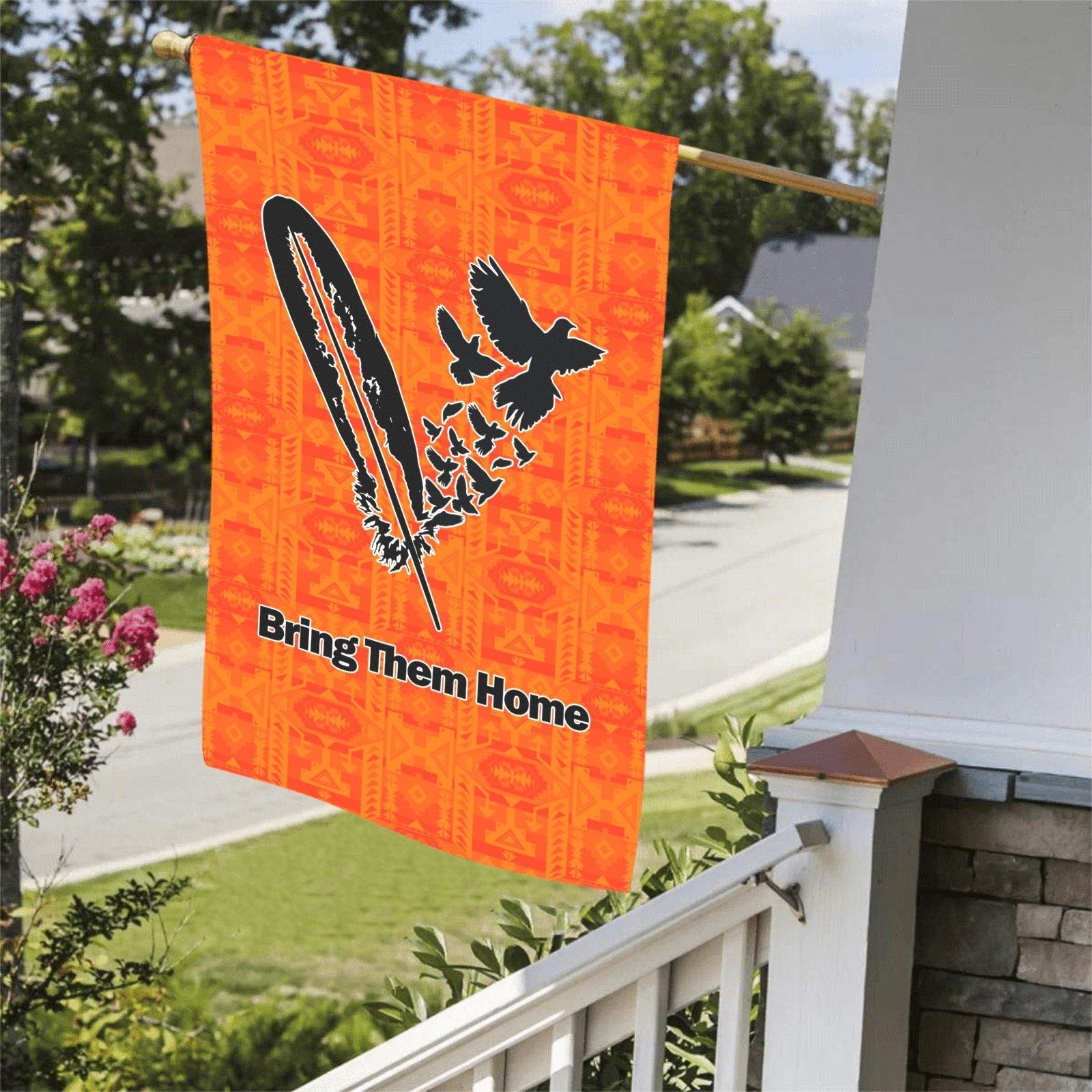 Chiefs Mountain Orange - Bring Them Home Feather with Doves Garden Flag 36''x60'' (Two Sides Printing) Garden Flag 36‘’x60‘’ (Two Sides) e-joyer