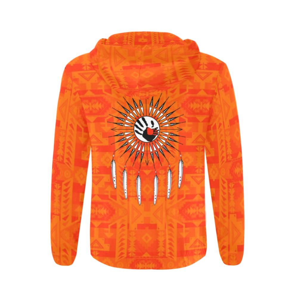 Chiefs Mountain Orange Feather Directions All Over Print Full Zip Hoodie for Men (Model H14) All Over Print Full Zip Hoodie for Men (H14) e-joyer