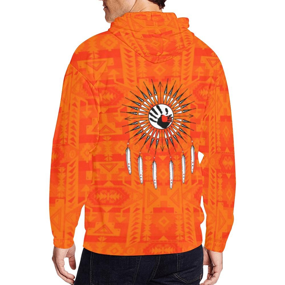 Chiefs Mountain Orange Feather Directions All Over Print Full Zip Hoodie for Men (Model H14) All Over Print Full Zip Hoodie for Men (H14) e-joyer