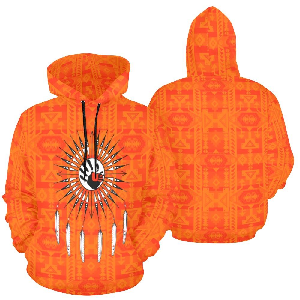 Chiefs Mountain Orange Feather Directions All Over Print Hoodie for Men (USA Size) (Model H13) All Over Print Hoodie for Men (H13) e-joyer