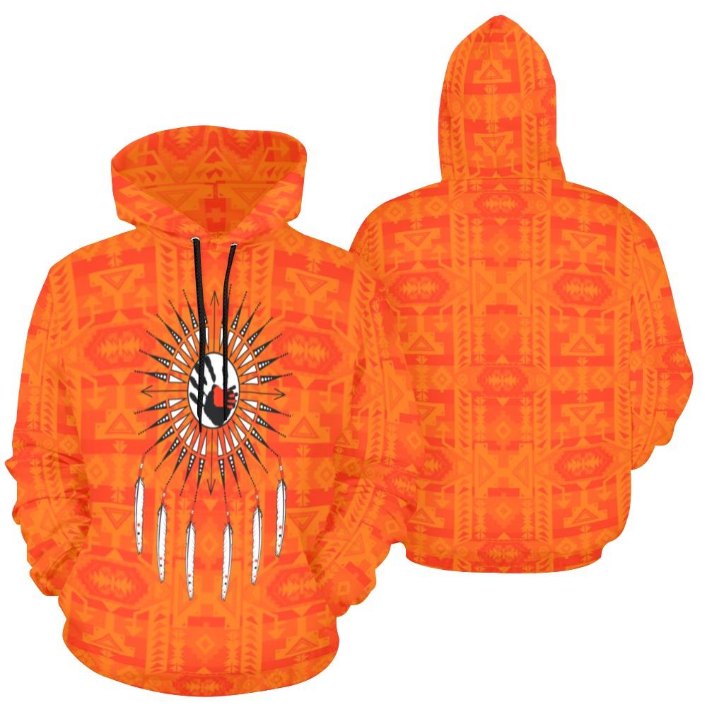 Chiefs Mountain Orange Feather Directions All Over Print Hoodie for Women (USA Size) (Model H13) All Over Print Hoodie for Women (H13) e-joyer