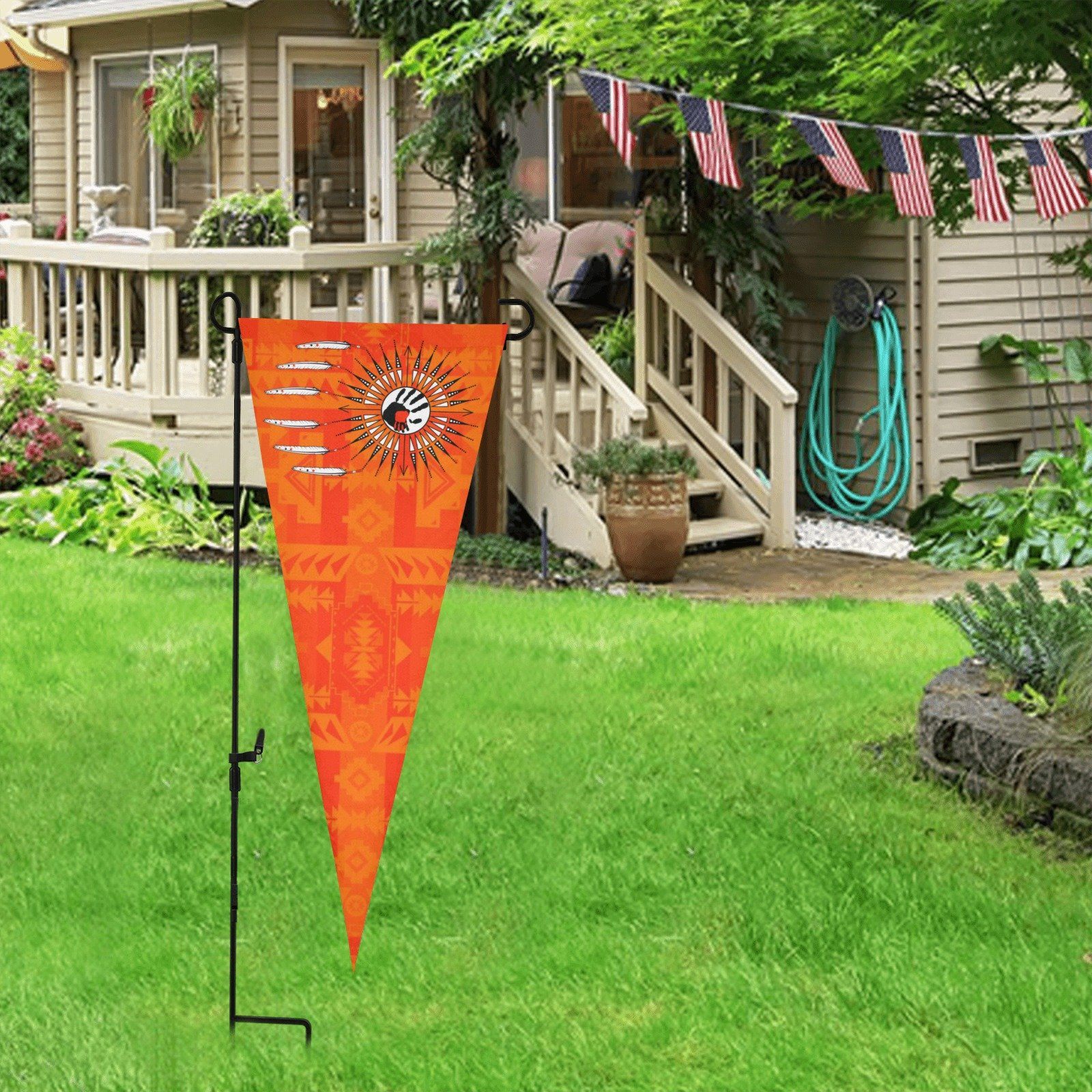 Chiefs Mountain Orange Feather Directions Trigonal Garden Flag 30"x12" Trigonal Garden Flag 30"x12" e-joyer 