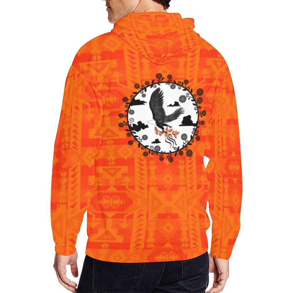 Chiefs Mountain Orange Orange Carrying Their Prayers All Over Print Full Zip Hoodie for Men (Model H14) All Over Print Full Zip Hoodie for Men (H14) e-joyer