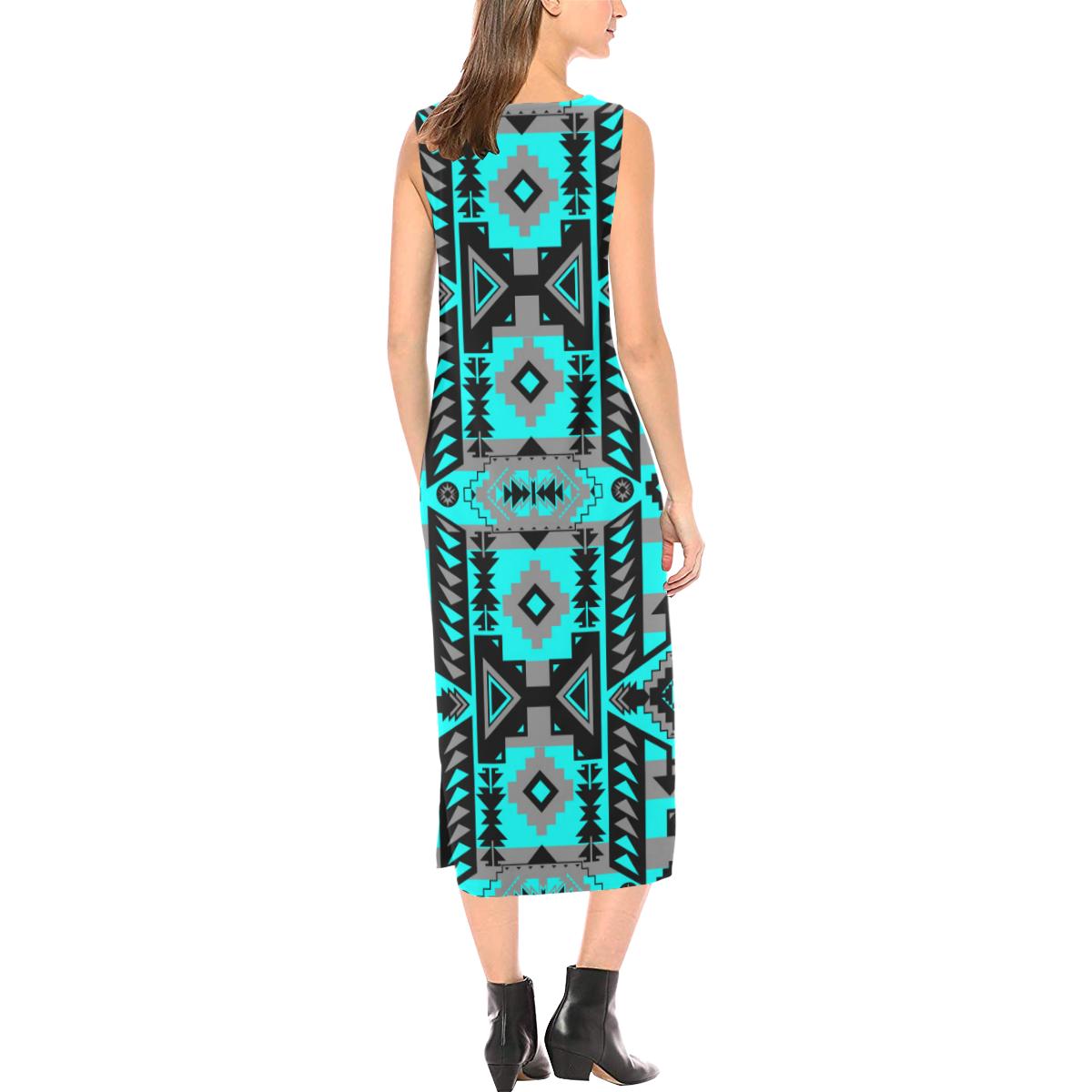 Chiefs Mountain Sky Phaedra Sleeveless Open Fork Long Dress (Model D08) Phaedra Sleeveless Open Fork Long Dress (D08) e-joyer