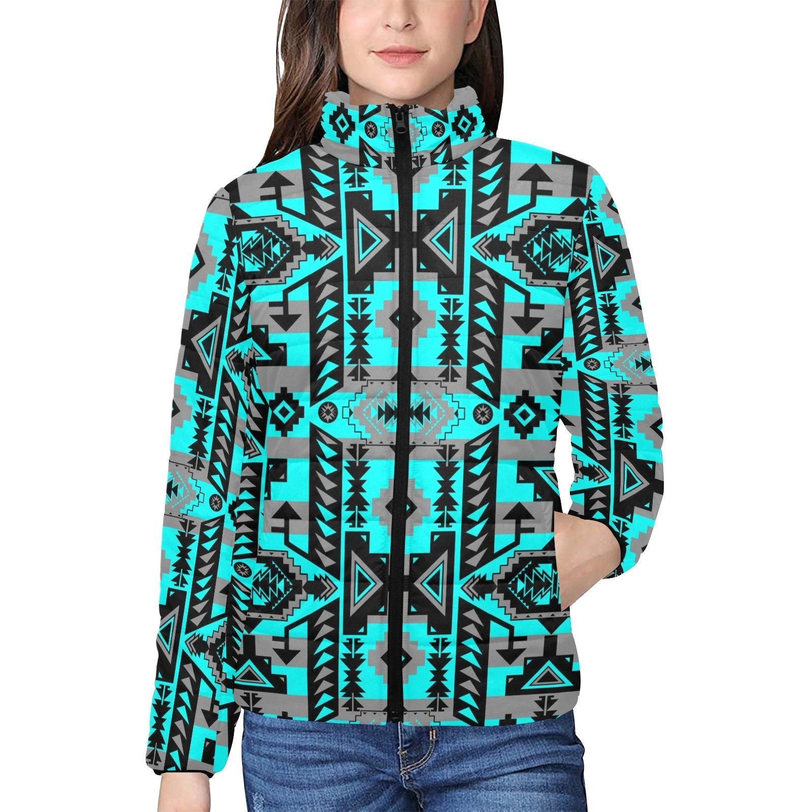Chiefs Mountain Sky Women's Stand Collar Padded Jacket (Model H41) jacket e-joyer