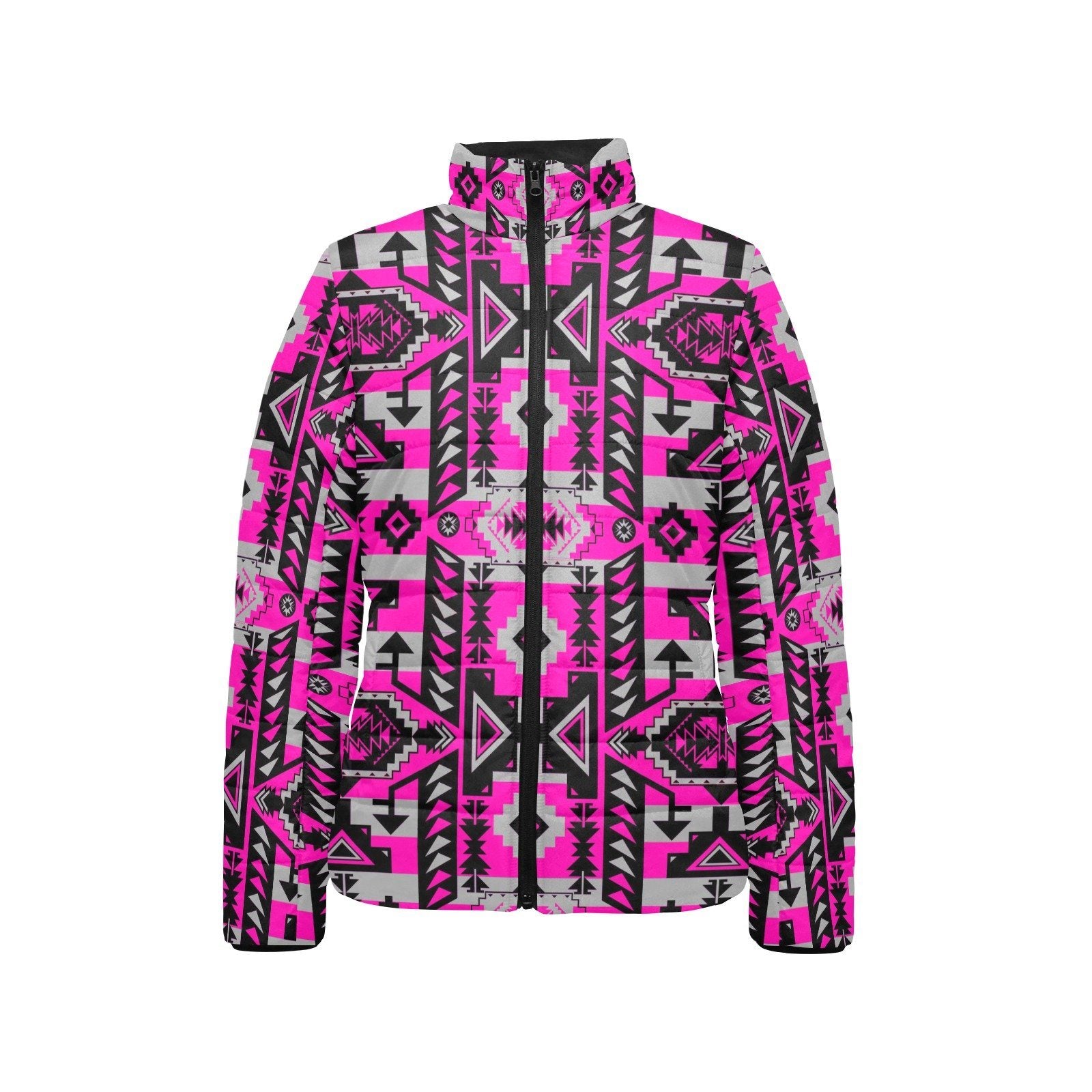 Chiefs Mountain Stunning Sunset Women's Stand Collar Padded Jacket (Model H41) jacket e-joyer