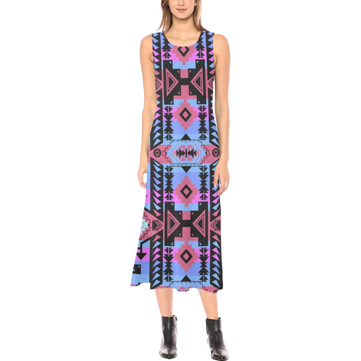 Chiefs Mountain Sunset Phaedra Sleeveless Open Fork Long Dress (Model D08) Phaedra Sleeveless Open Fork Long Dress (D08) e-joyer