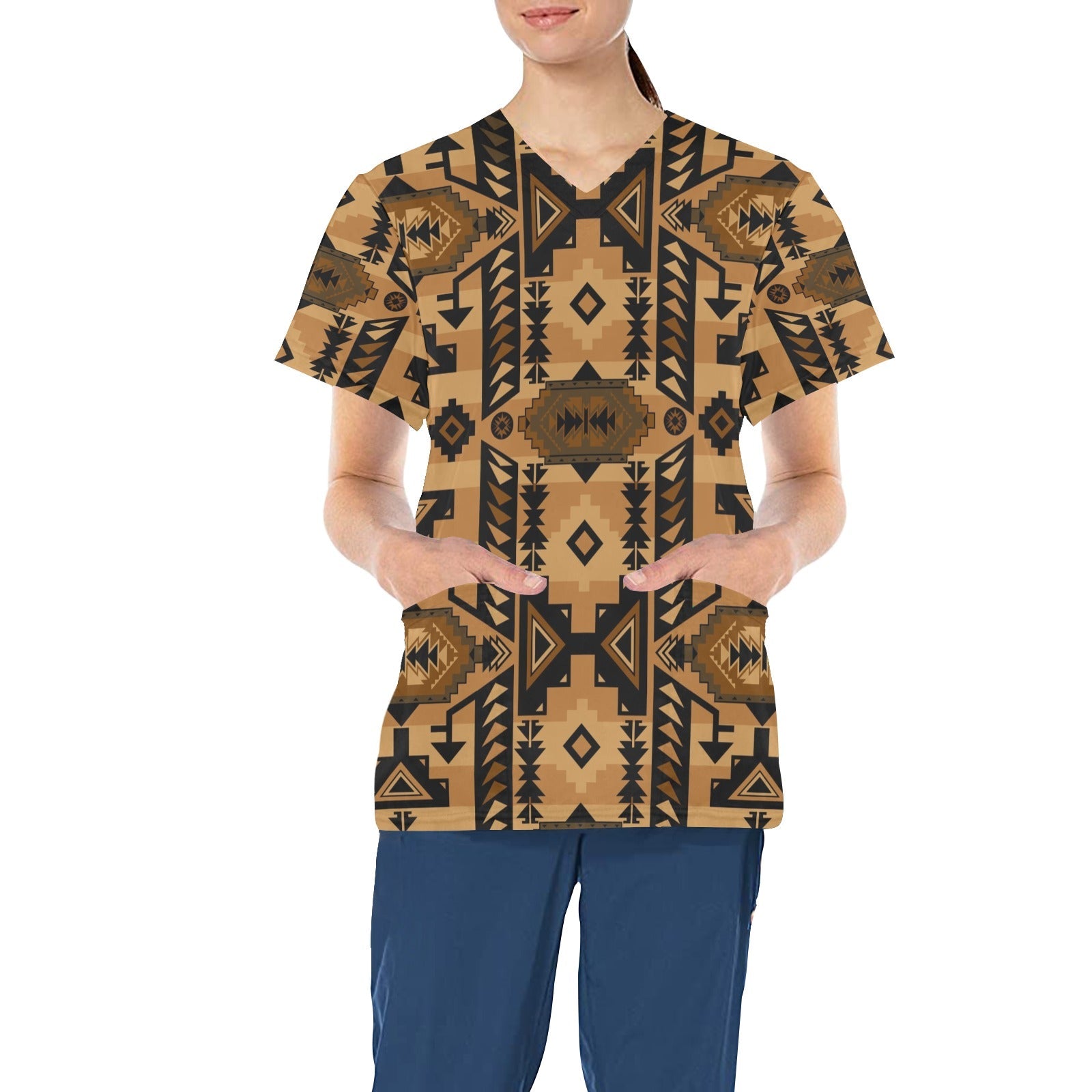 Chiefs Mountain Tan All Over Print Scrub Top Scrub Top e-joyer 