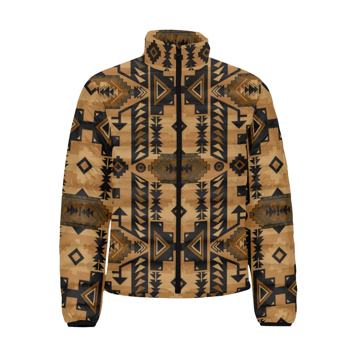Chiefs Mountain Tan Men's Stand Collar Padded Jacket (Model H41) Men's Stand Collar Padded Jacket (H41) e-joyer