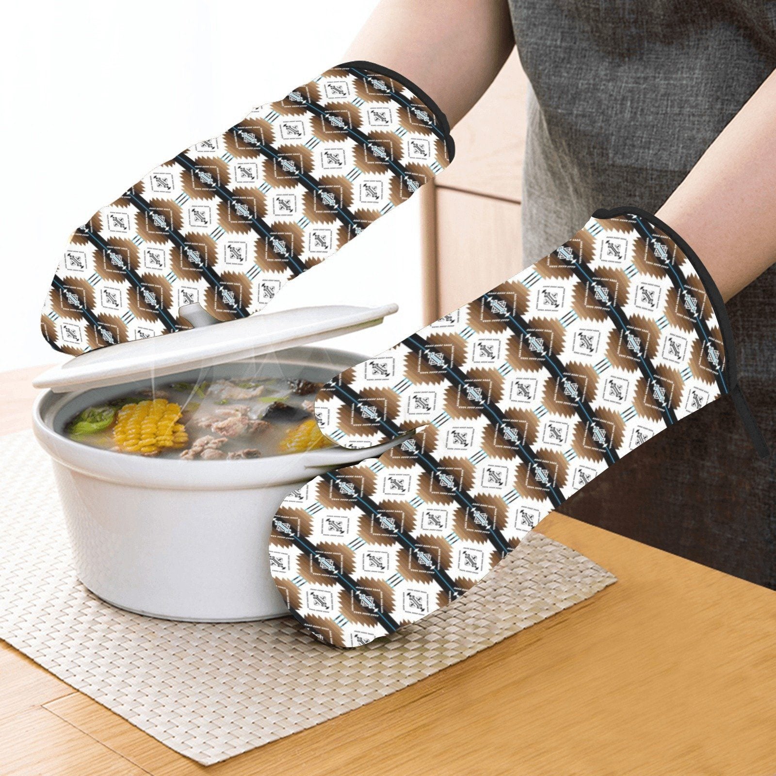 Cofitichequi White Oven Mitt & Pot Holder Oven Mitt & Pot Holder e-joyer
