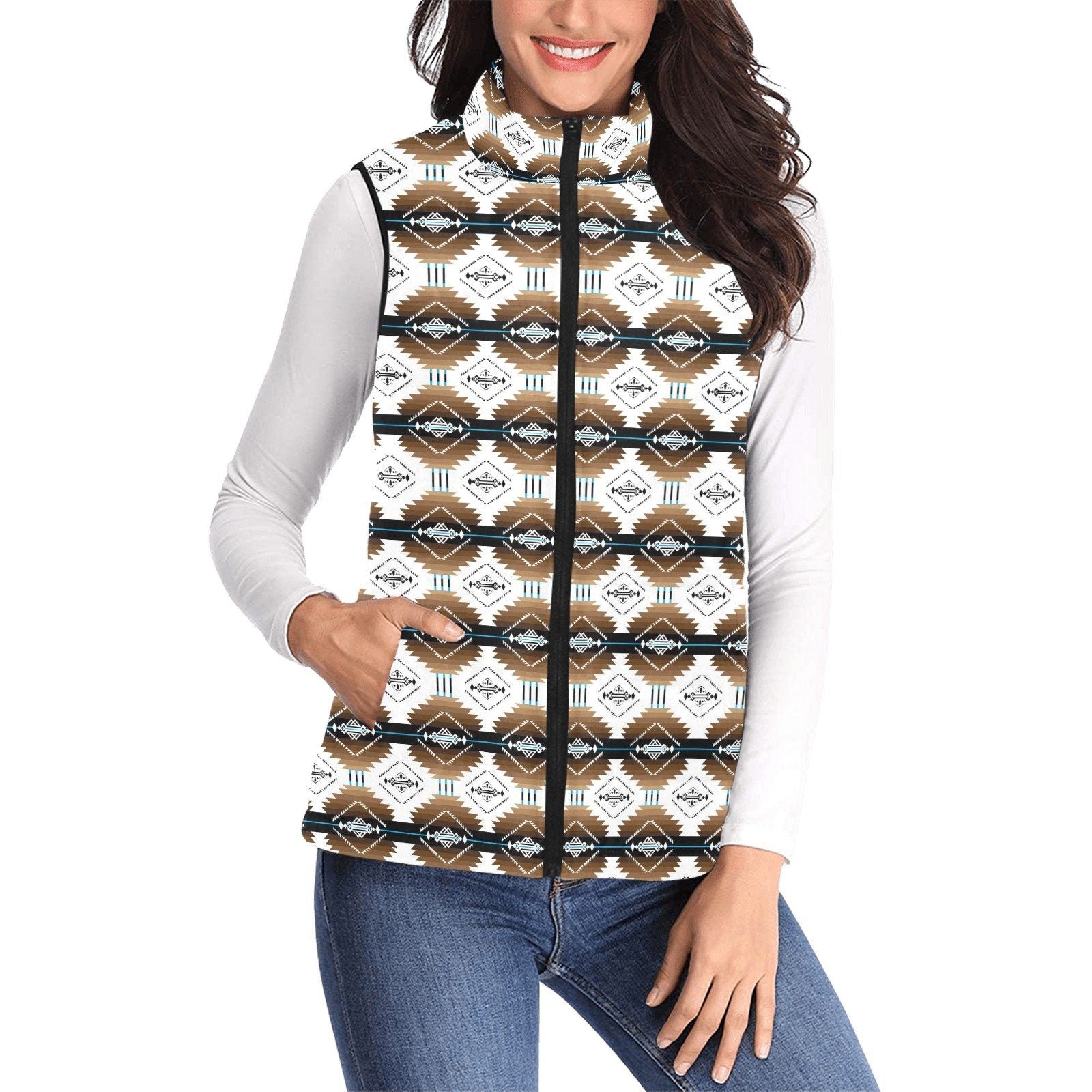 Cofitichequi White Women's Padded Vest Jacket (Model H44) Women's Padded Vest Jacket (H44) e-joyer