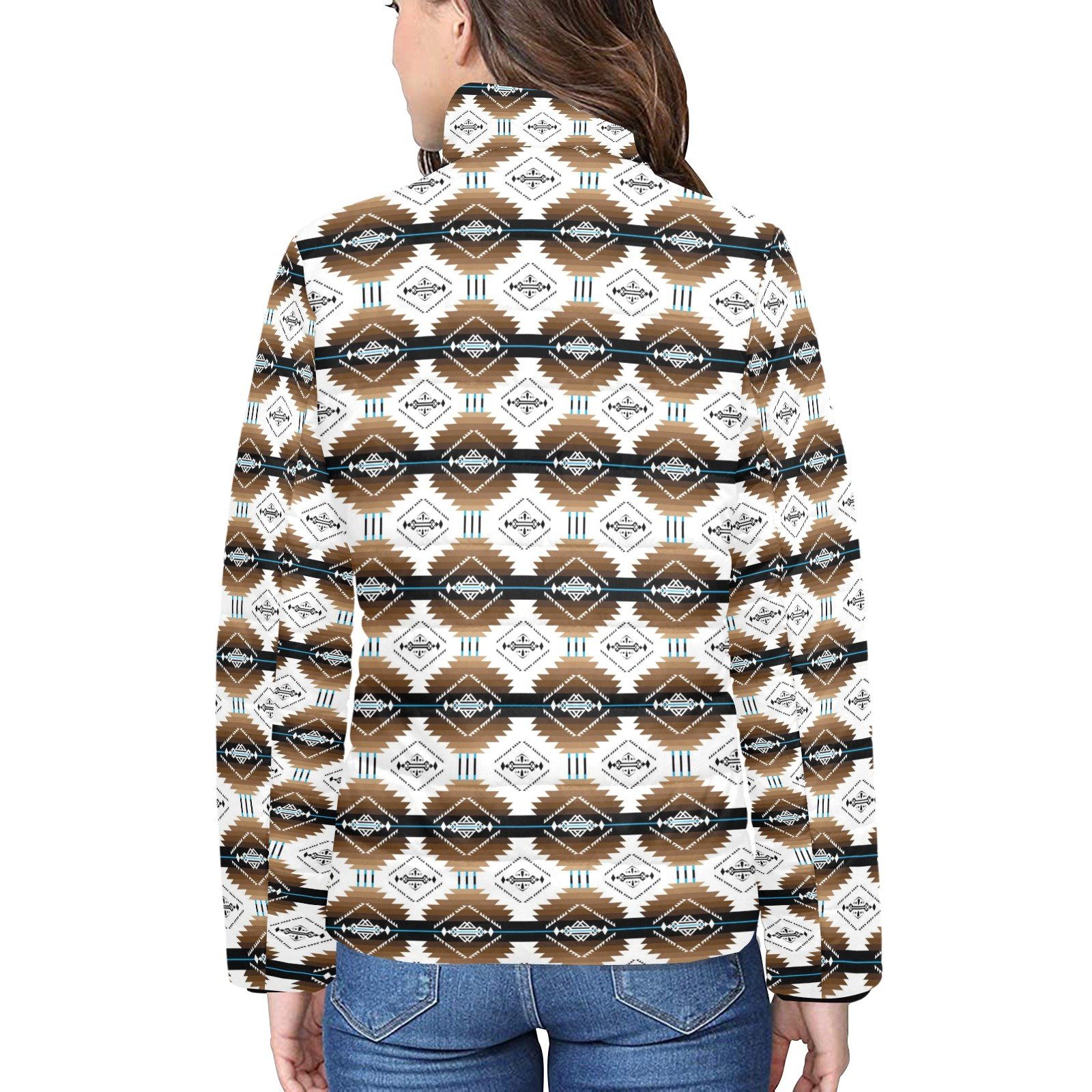 Cofitichequi White Women's Stand Collar Padded Jacket (Model H41) jacket e-joyer